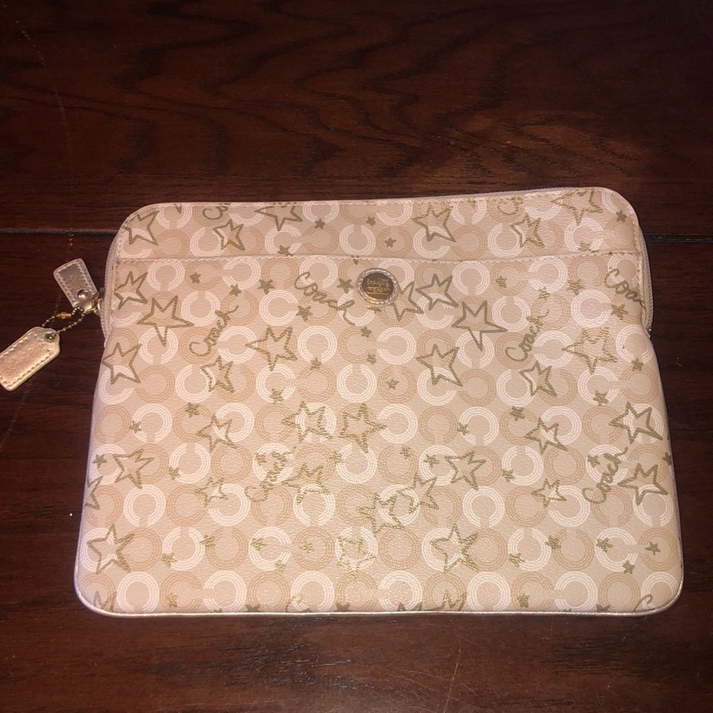 Coach Tan and Gold Tablet Case